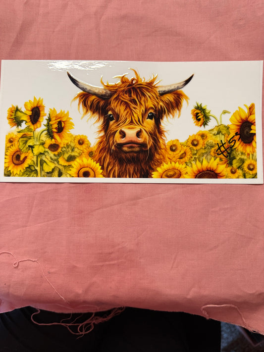 SUNFLOWER HIGHLAND COW CUP WRAP