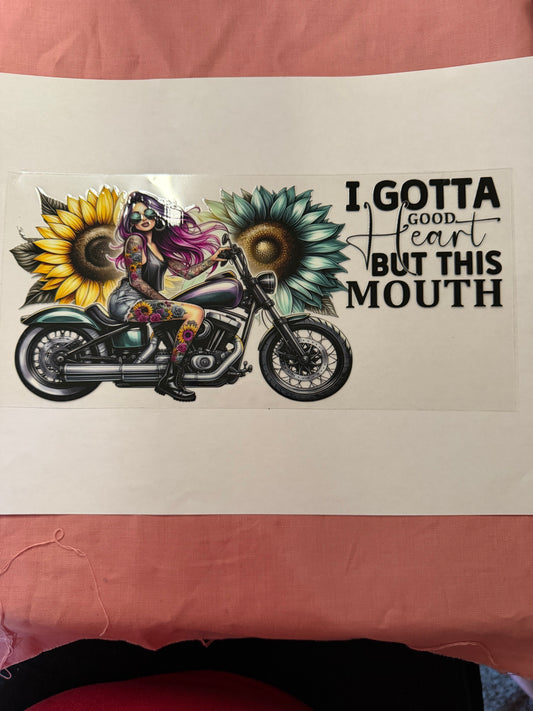 MOTOR CYCLE GIRL MOUTH CUP WRAP