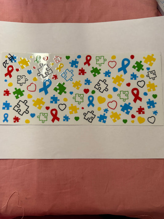 autisim hearts cup wrap