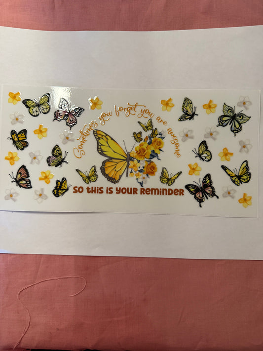 yellow butterfly reminder christian cup wrap